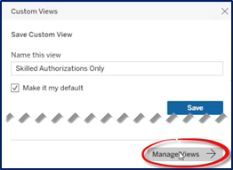 Dashboard - Manage Views Button